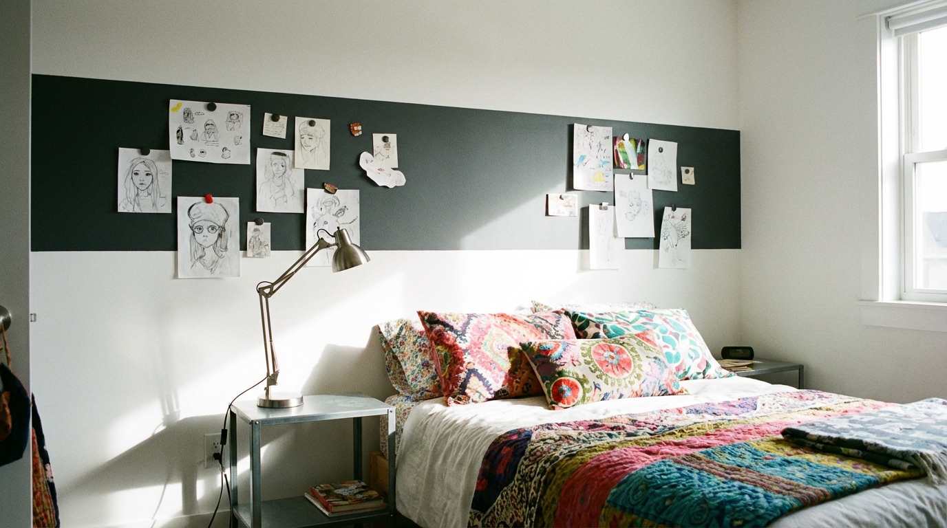 Pomysł na aranżację długiego i wąskiego pokoju nastolatki z pasjami
