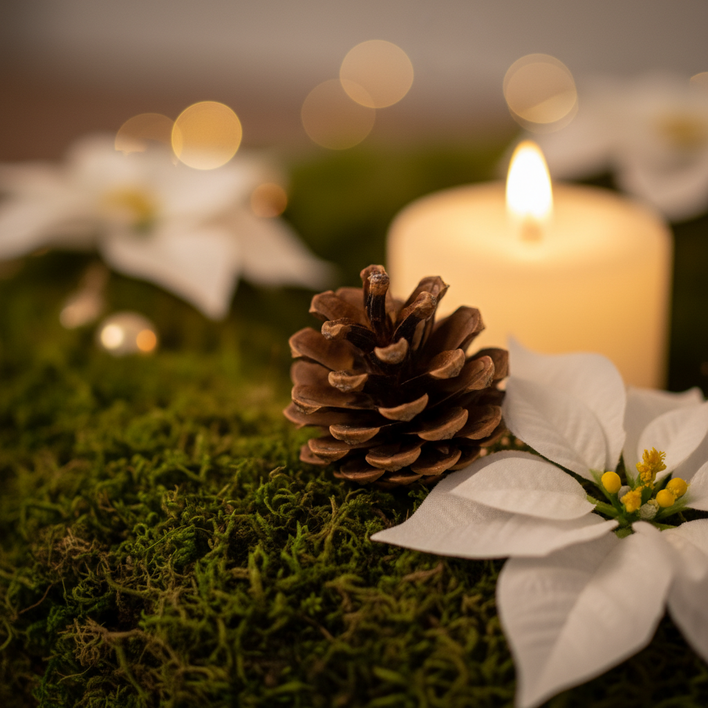 Wieniec z poinsecją w starej tortownicy. Dekoracje świąteczne DIY