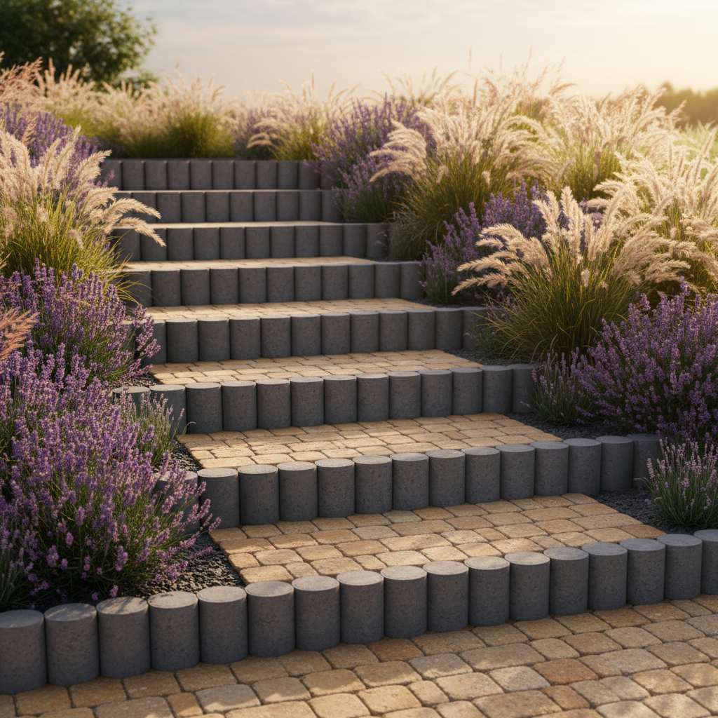 Układanie kostki: Jak zbudować solidne schody z kostki brukowej i palisady