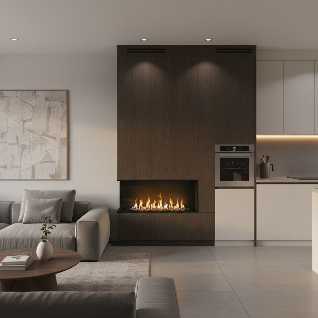 Wielofunkcyjna ścianka kominkowa: serce nowoczesnego domu parterowego. Jak połączyć styl z funkcjonalnością?