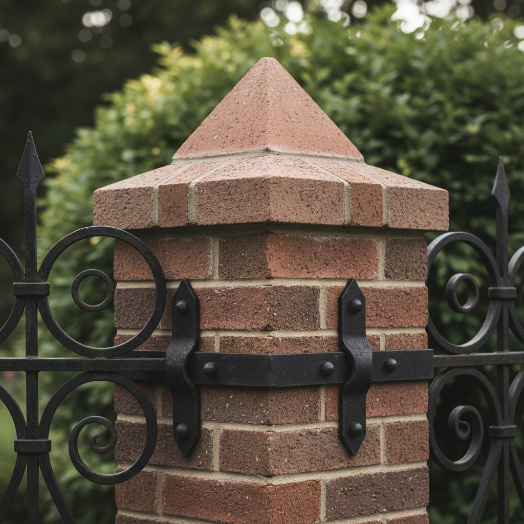 Klinkierowe ogrodzenie z gotowych elementów budowlanych. Murowanie ogrodzenia