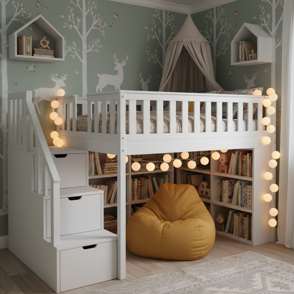 Sypialnia pod sufitem: Łóżko na antresoli jako klucz do optymalizacji przestrzeni w pokoju dziecka