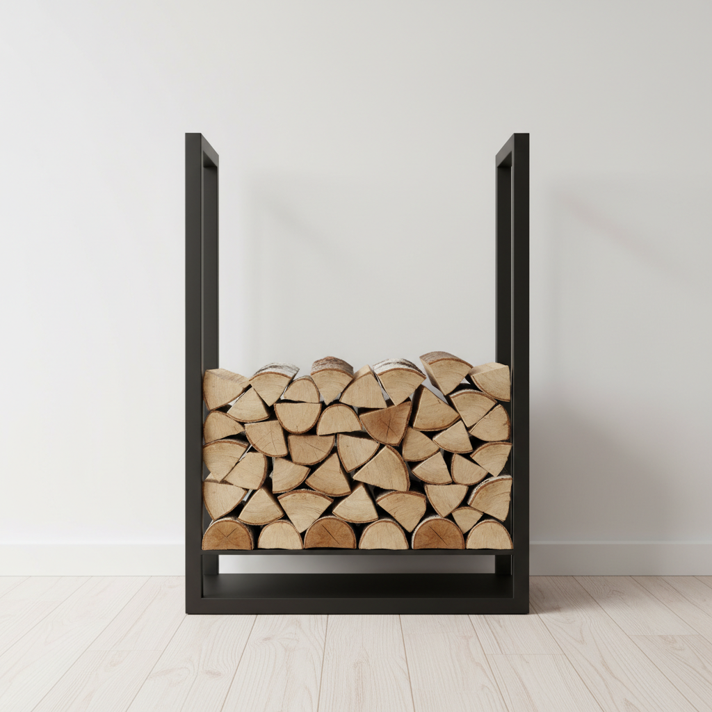 Kominek w salonie z podręcznym składem drewna: Połączenie funkcjonalności i estetyki